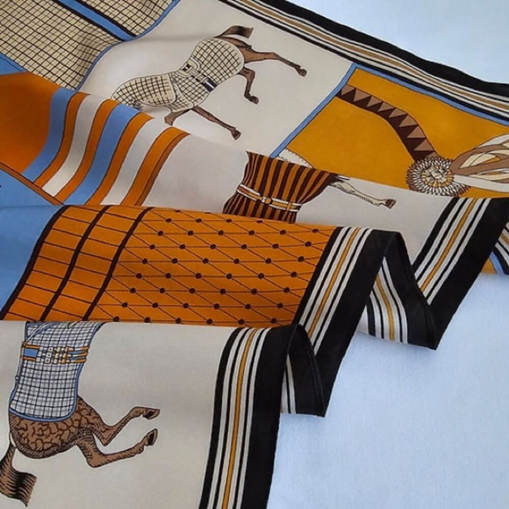 Luxury Inspired Horse Print Silk Satin Scarf - Picture 11 of 12